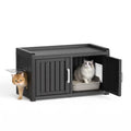 Fazzn 2-in-1 Outdoor Cat House & Storage Bench, Weatherproof Litter Box Enclosure with Cat Door, Durable Resin Pet Shelter for Indoor, Easy Assembly.Black