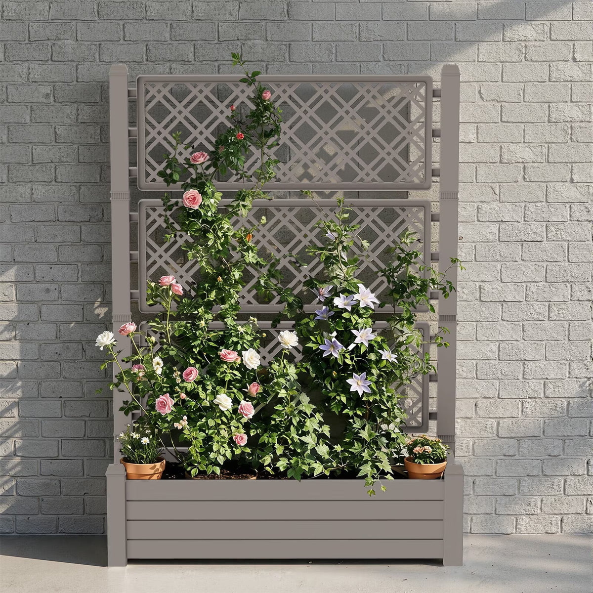 Fazzn Horticulture Raised Garden Bed Outdoor,Resin Plant Stand for Flowers Vegetables Herbs in Backyard, Patio, Balcony (Brown)