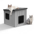 fazzn Outdoor Cat House,Waterproof Resin Cat Houses for Feral Cats,Robust and Easy to Assemble,Feral Cat Shelter for Winter,Suitable for Cats, Rabbits and Other Small Animals.Black/Blue
