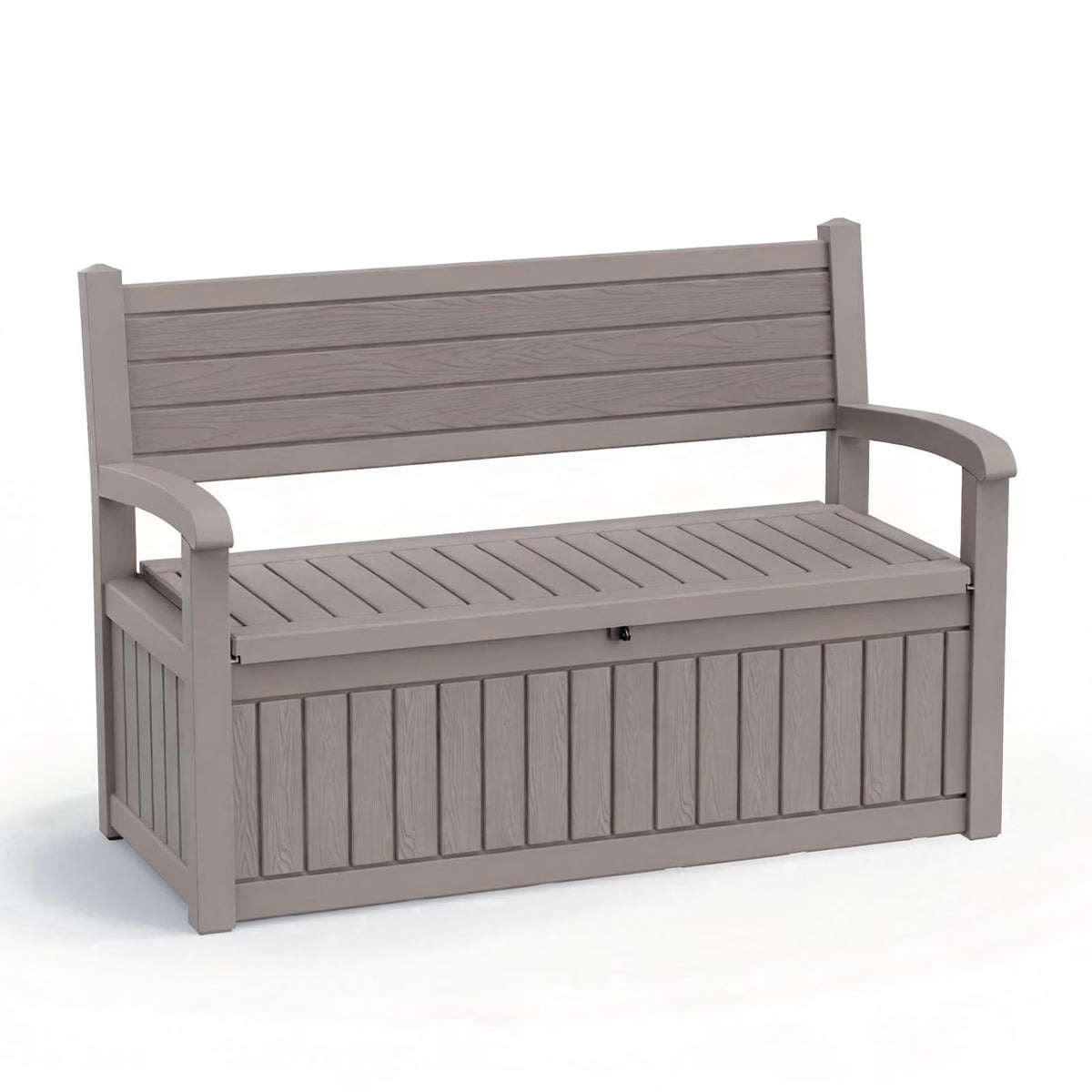 fazzn 80 Gallon Storage Bench Deck Box for Patio Storage, Front Porch Decor, and Outdoor Seating – Perfect for Storing Garden Tools and Pool Floats (Brown )