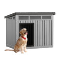 fazzn Nature Classic Dog House - Wooden Outdoor Shelter with Windproof and Rainproof Sealing and Ventilation, Suitable for Medium to Large Dogs - Black/Grey