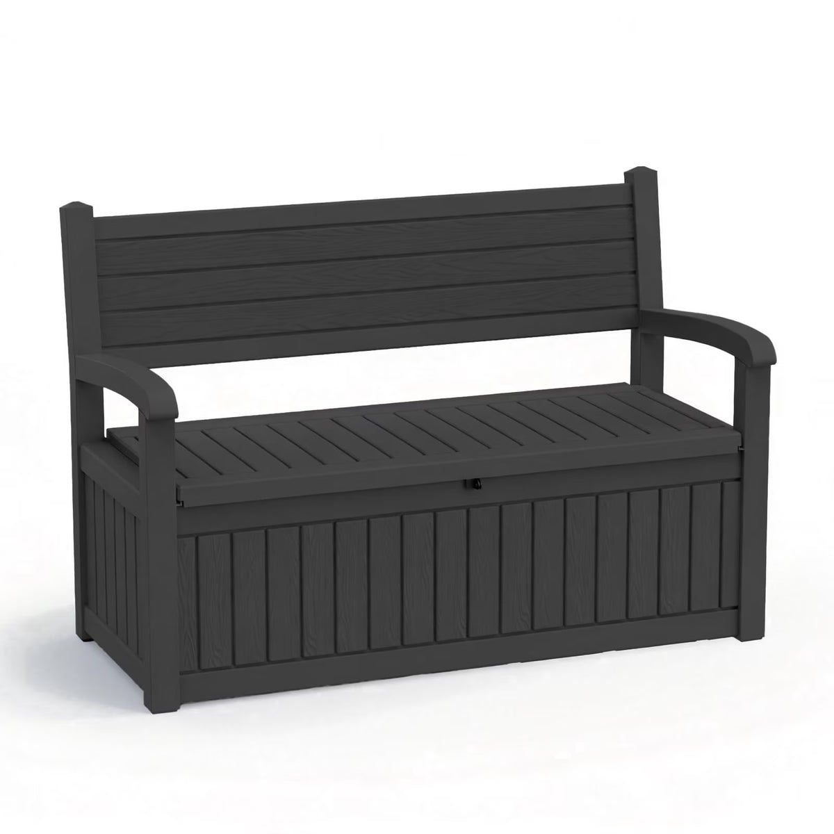 fazzn 80 Gallon Storage Bench Deck Box for Patio Storage, Front Porch Decor, and Outdoor Seating – Perfect for Storing Garden Tools and Pool Floats (Black )