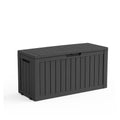 fazzn 75 Gallon Resin Deck Box Waterproof Outdoor Storage Box for Patio Furniture Pool Accessories Indoor Storage for Cushion Garden Tools (Black)
