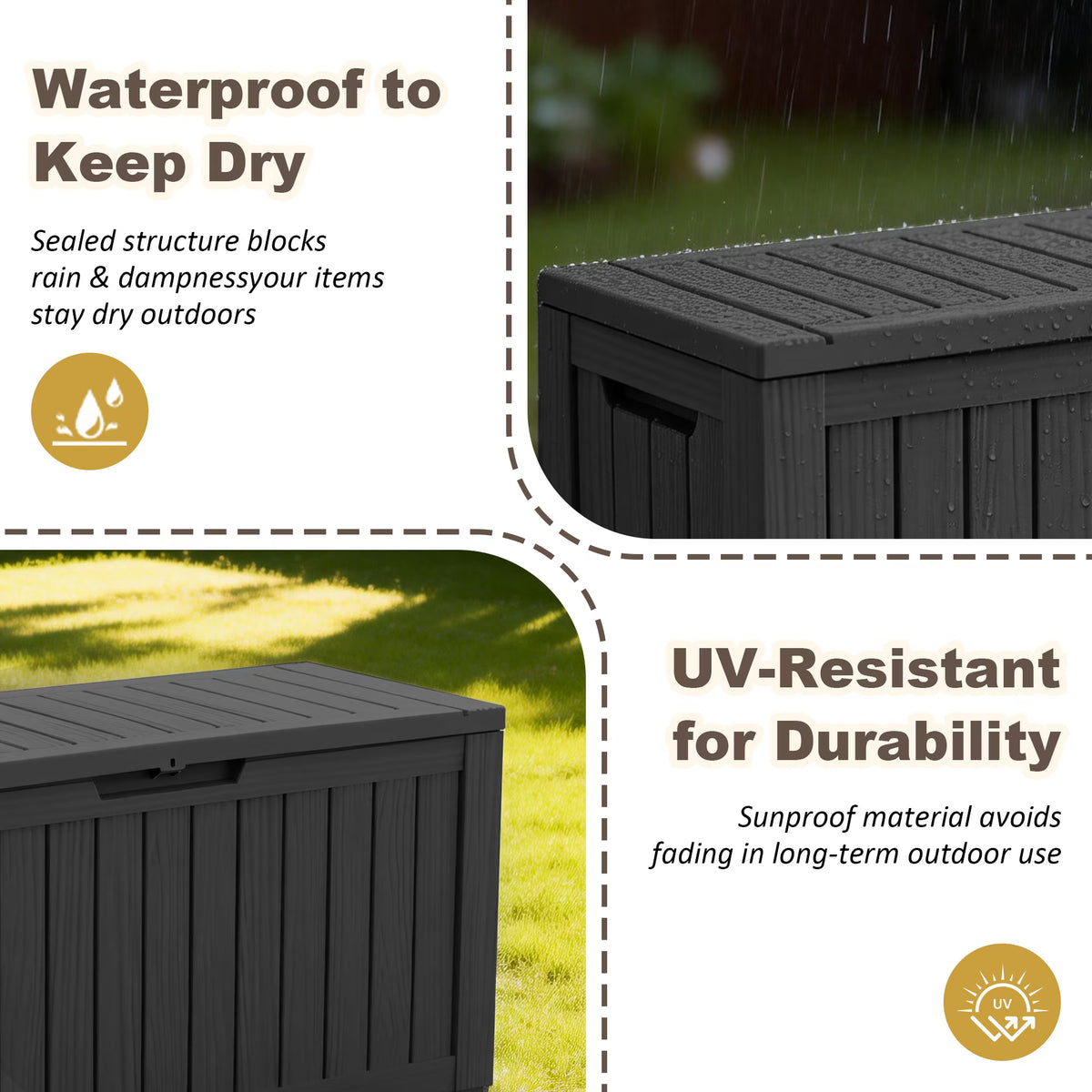 fazzn 75 Gallon Resin Deck Box Waterproof Outdoor Storage Box for Patio Furniture Pool Accessories Indoor Storage for Cushion Garden Tools (Black)