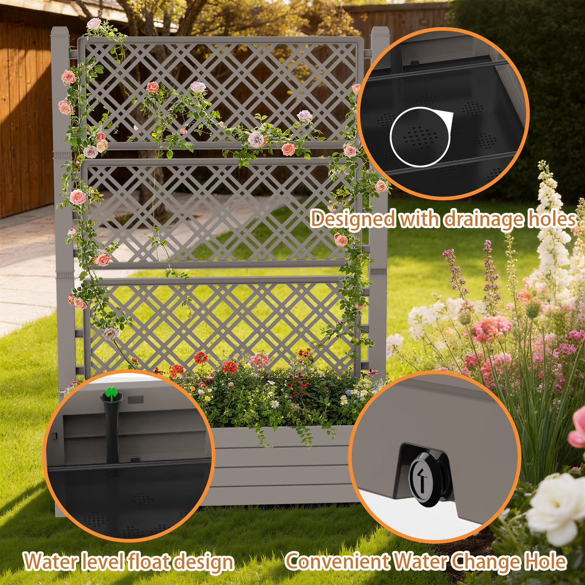 Fazzn Horticulture Raised Garden Bed Outdoor,Resin Plant Stand for Flowers Vegetables Herbs in Backyard, Patio, Balcony (Brown)