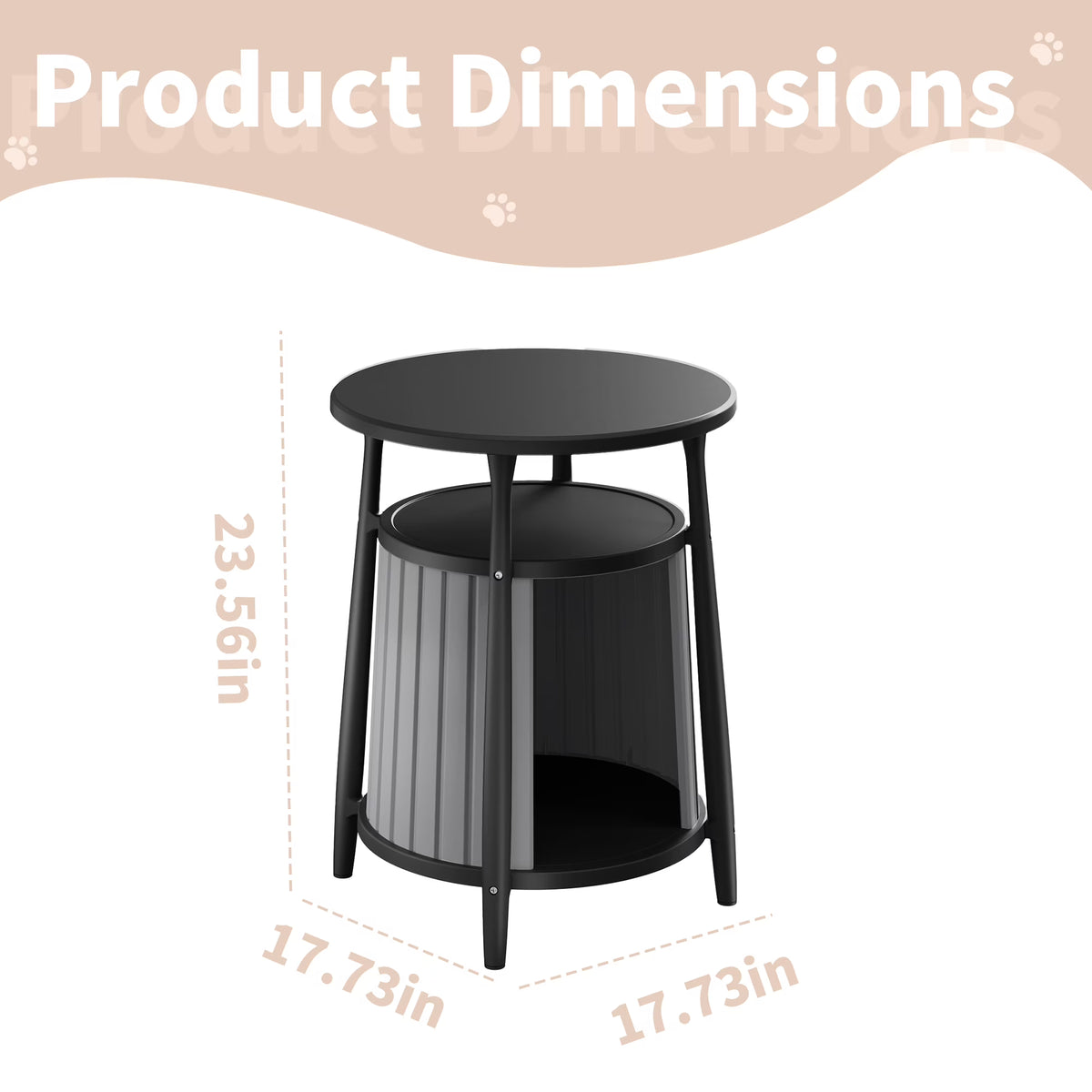 Fazzn 2-in-1 Round Cat House End Table, Modern Hidden Cat Litter Box Enclosure Furniture, Weatherproof Resin Patio Side Table with Stylish Pet House for Indoor & Outdoor Use.