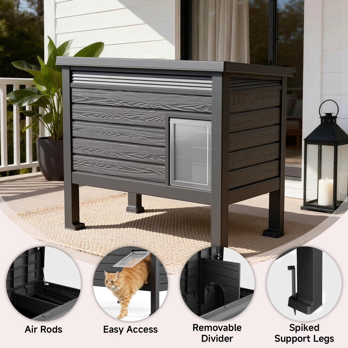 Fazzn Outdoor Cat House X-Large: Weather Resistant, Raised Floor, Dual Waterproof Flaps, 50% Bigger, Dimensions 31" L x 26.7" H.Black