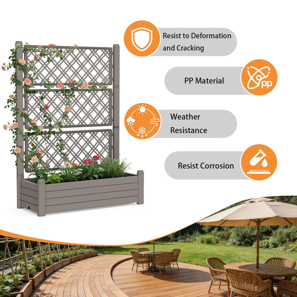 Fazzn Horticulture Raised Garden Bed Outdoor,Resin Plant Stand for Flowers Vegetables Herbs in Backyard, Patio, Balcony (Brown)