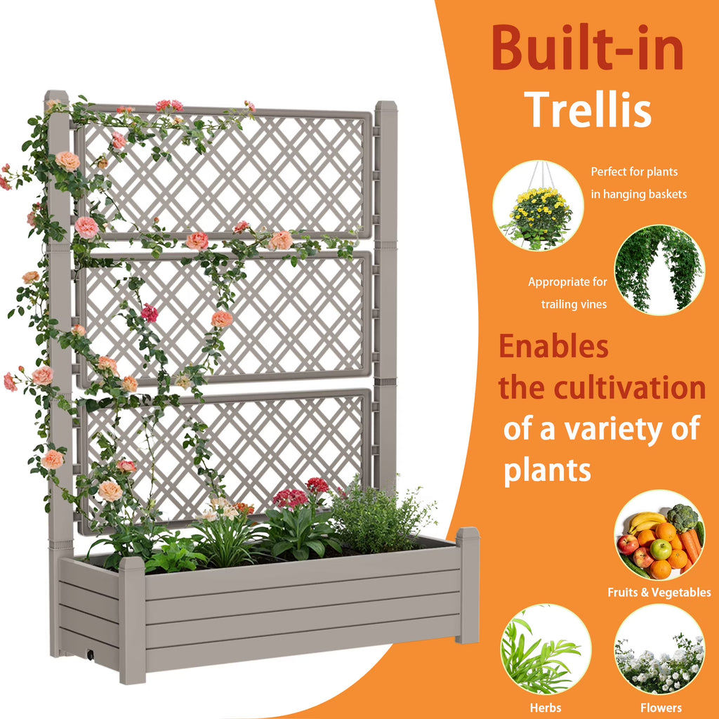 Fazzn Horticulture Raised Garden Bed Outdoor,Resin Plant Stand for Flowers Vegetables Herbs in Backyard, Patio, Balcony (Brown)