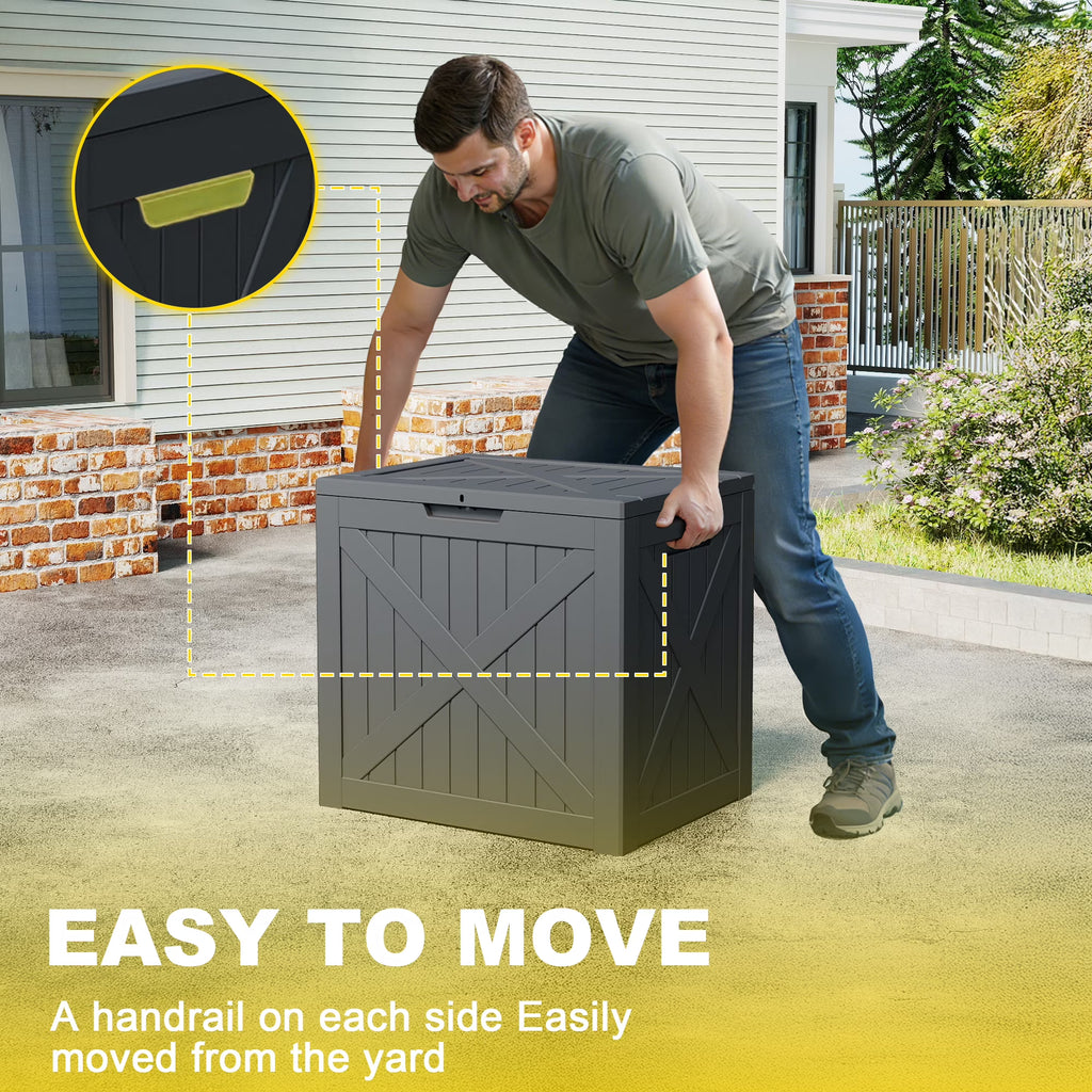 fazzn 32 Gallon Resin Deck Box Waterproof Outdoor Storage Box for Patio Furniture Pool Accessories Indoor Storage for Cushion Garden Tools (Black)