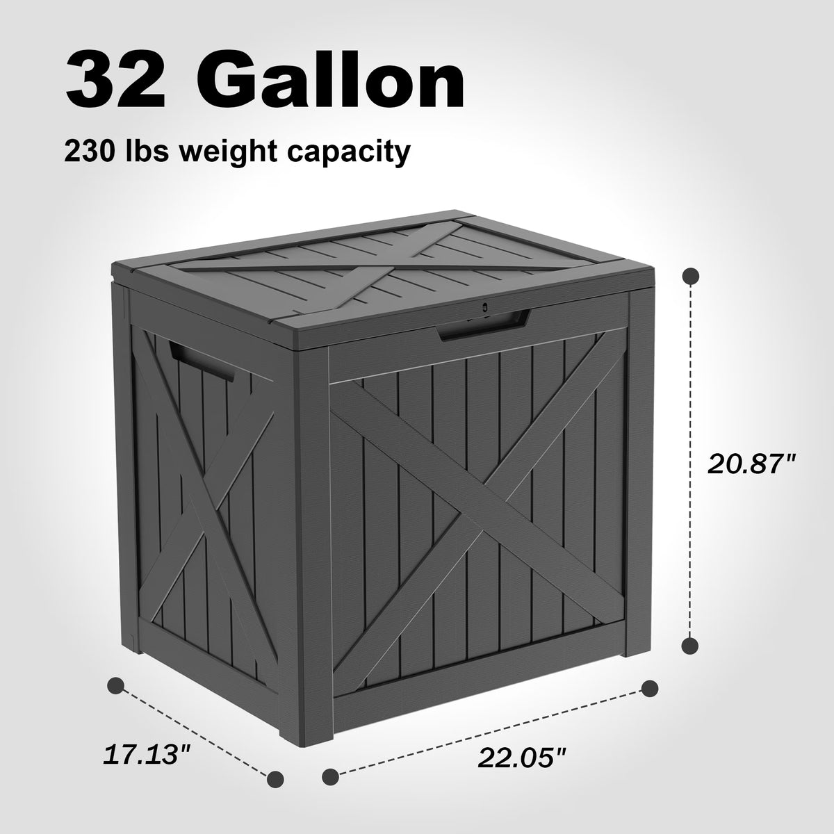 fazzn 32 Gallon Resin Deck Box Waterproof Outdoor Storage Box for Patio Furniture Pool Accessories Indoor Storage for Cushion Garden Tools (Black)